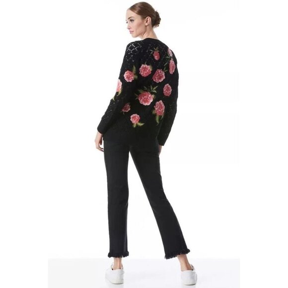 Alice + Olivia Bradford Embroidered Grandpa Floral Cardigan Medium NWT $595 - Picture 4 of 12